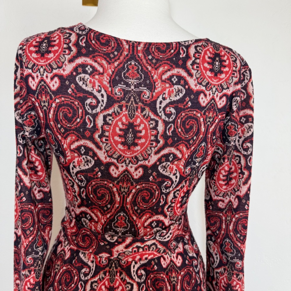 Maeve Anthropologie Paisley Belted Fit Flare Dress Pockets Small Boho Indie 70s - Picture 11 of 15
